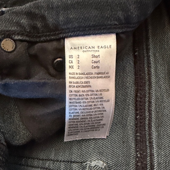 American Eagle Outfitters Black Denim Wide Leg Jeans, size 2 short - Picture 5 of 6